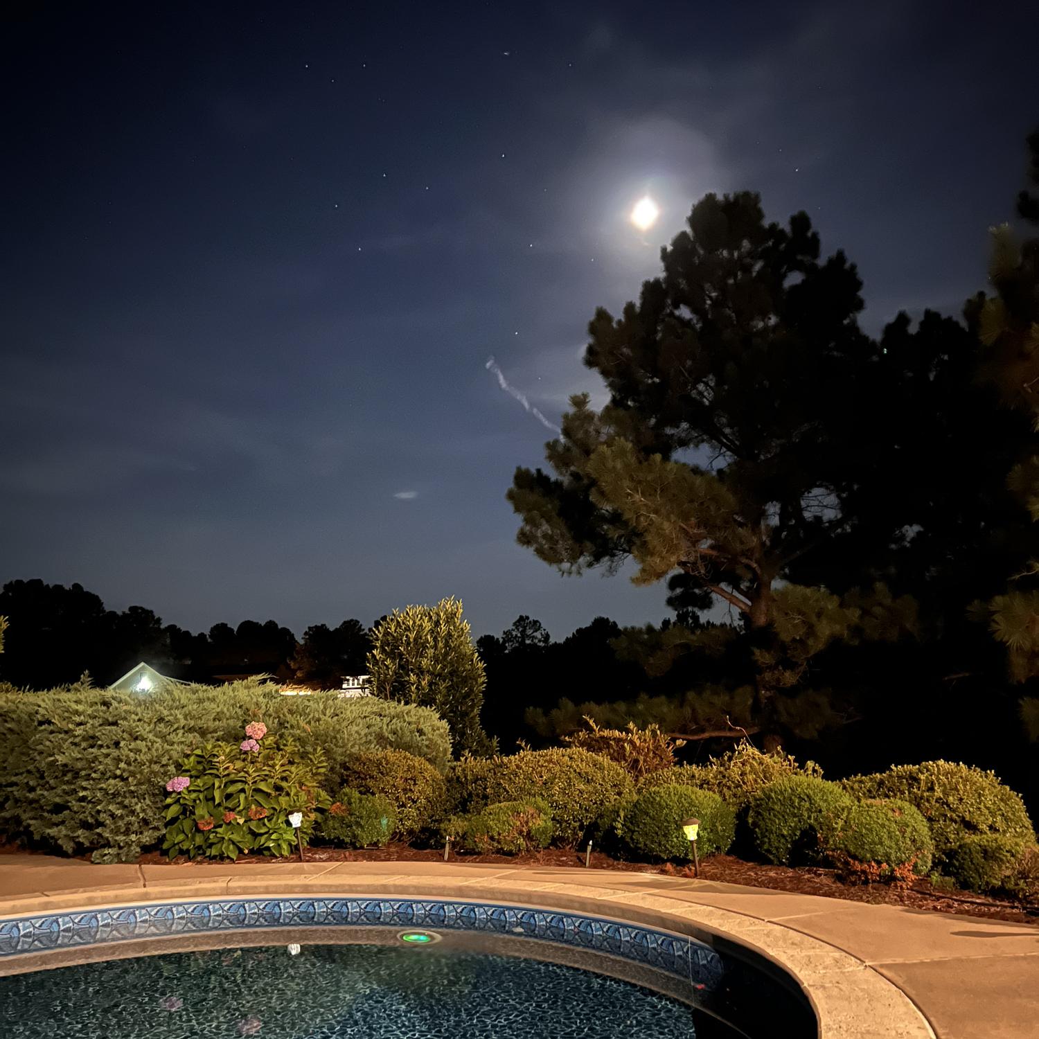 An evening sitting out by the pool