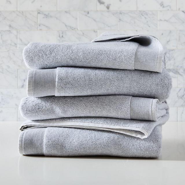 Organic Luxe Fibrosoft Towels, Gray Sky Melange, Set of 4 Bath Towels