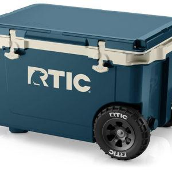 RTIC 52 Quart Ultra-Light Wheeled Hard Cooler Insulated Portable Ice Chest Box for Beach, Drink, Beverage, Camping, Picnic, Fishing, Boat, Barbecue, 30% Lighter Than Rotomolded Coolers