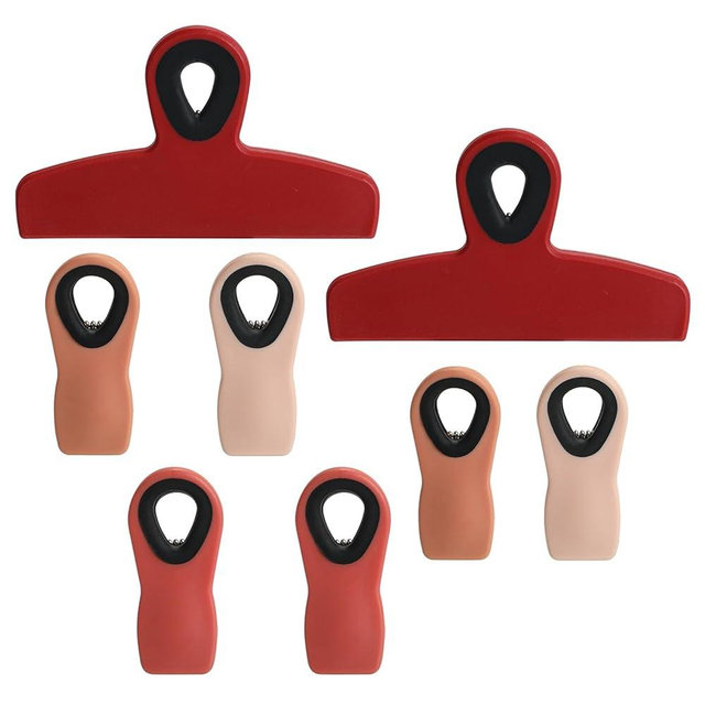 Chip Clips Bread Clips Bag Clips Magnetic Clips Chip Clip Chip Clips Bag Clips Food Clips Clips for Food Packages Chip Bag Clip (8pcs red)
