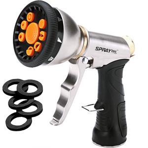 SprayTec Garden Hose Nozzle Sprayer – Heavy Duty Metal Spray Gun w/Pistol Grip Trigger. 9 Adjustable Patterns Best for Hand Watering Plants & Lawn, Car Washing, Patio, Dog & More. Leak Free Guarantee