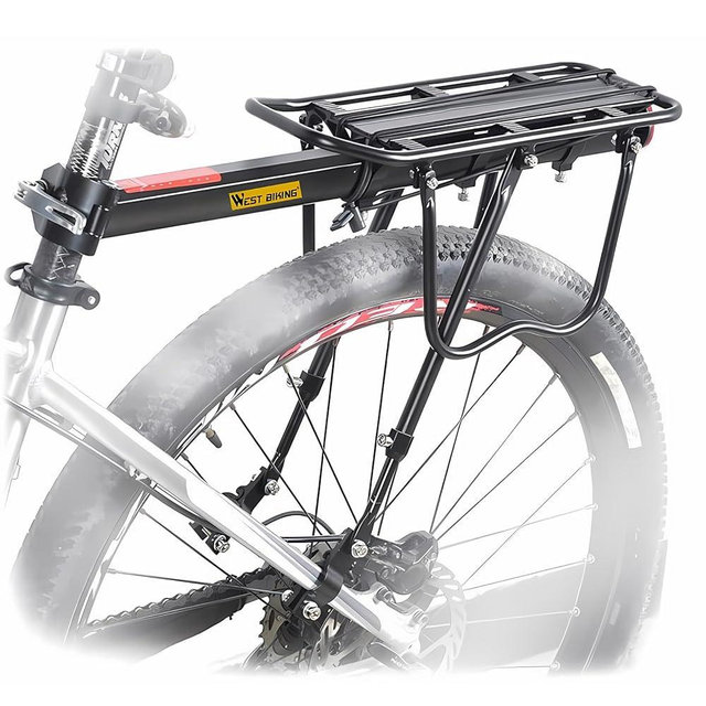 West Biking 110Lb Capacity Almost Universal Adjustable Bike Cargo Rack Cycling Equipment Stand Footstock Bicycle Luggage Carrier Racks with Reflective Logo