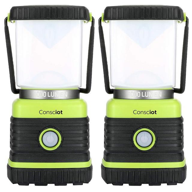 Consciot Ultra Bright LED Camping Lantern with 1000LM, D Battery Powered, 4 Light Modes, Dimmable Water-Resistant Lantern, Portable Flashlight for Camping, Hiking, Emergency, Power Outage, 2-Pack