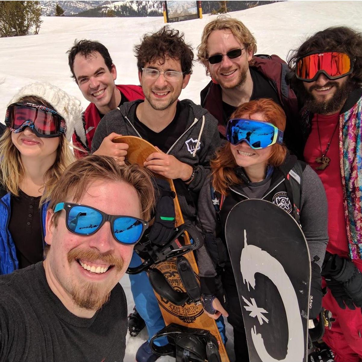 One of our many snowboarding trips (at Mammoth Mountain). Katty taught Leo to snowboard in spite of a broken wrist on his first attempt to snowboard before we met.