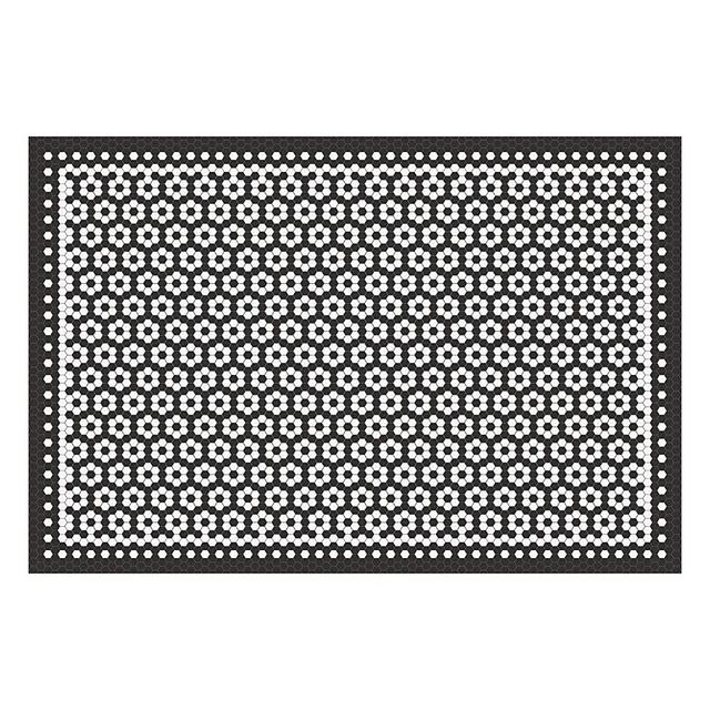 Carolina Creekhouse Brooks FloorFlat | Decorative Vinyl Floor Covering | Lay Flat | Durable | No Curling Edges | Waterproof | Easy Clean | Wipeable | Eco-Friendly | 2’ x 3’ Mat | Black White