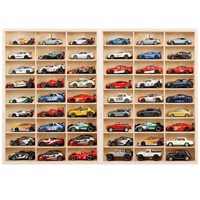 for Hotwheels Wooden Display Case,54 Space 1/64 Scale Toy Car Display Case Fit for Hotwheels Wooden Storage Display Shelf for Toy Cars Wall Mount Model Car Display Organizer Fit for Matchbox Diecast