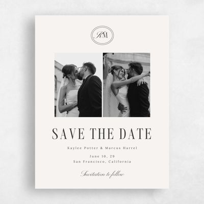 Light Oatmeal, Beige Wedding Save the Date - Mahogany Photo