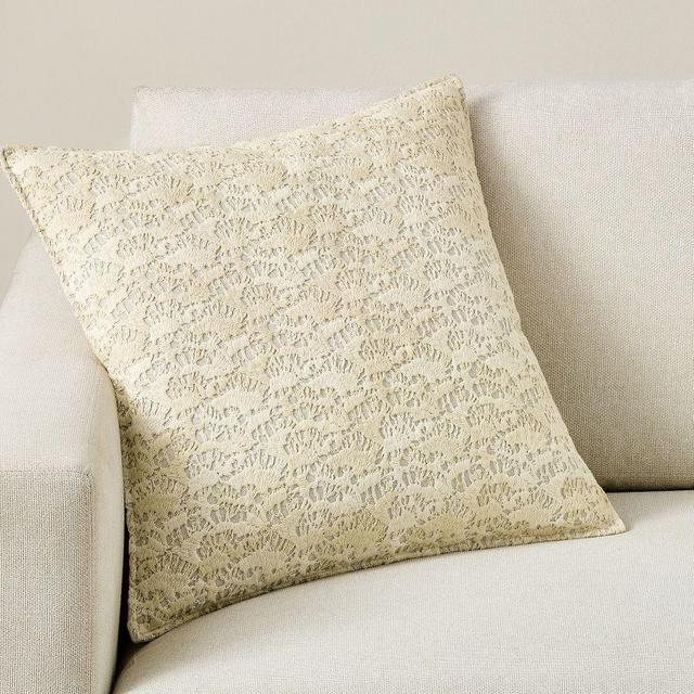 Coral Reef Embroidered Pillow, 20 Inches, Ivory Multi