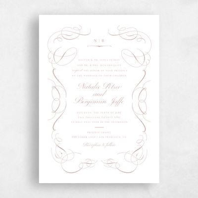 Dusty Rose, Pink Wedding Invitation - Ventana Portrait Letterpress