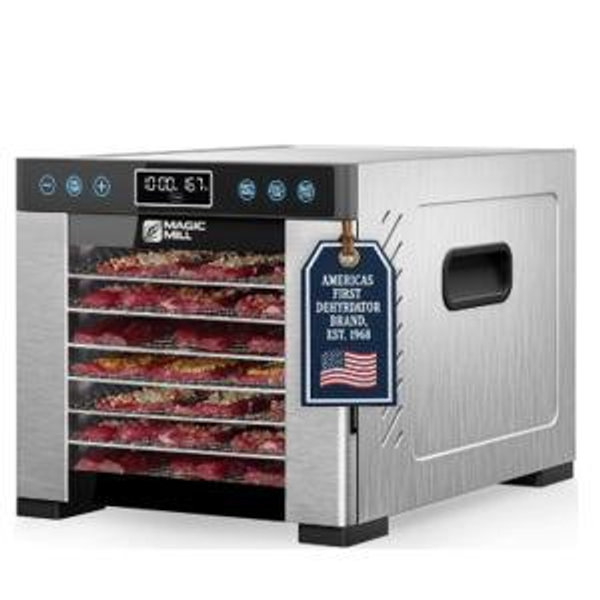Magic Mill Pro Food Dehydrator Machine | Powerful 600W Rear Fan Even-Drying System | 7 Full-Size Stainless Steel Trays | 95°-176° Temperature Control, 48H Timer, Keep Warm + Auto Shutoff | ETL Listed