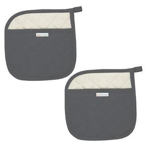 MU Kitchen - 100% Cotton Herringbone Potholder (Set Of 2) Stainless - Mu Kitchen