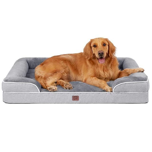 EHEYCIGA Memory Foam XL Dog Bed with Sides, Waterproof Orthopedic Dog Beds for Extra Large Dogs, Non-Slip Bottom and Egg-Crate Foam Big Dog Couch Bed with Washable Removable Cover