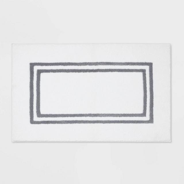 21"x34" Border Bath Rug Gray Stripe - Threshold Signature™