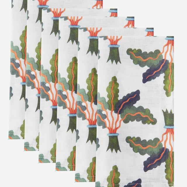 La DoubleJ - Set of six Palms-print linen napkins