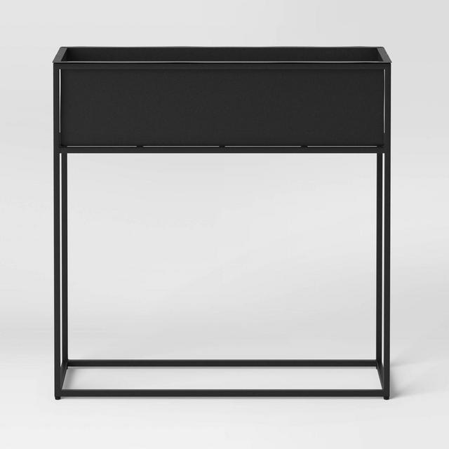 28.3" Indoor/Outdoor Rectangular Metal Planter with Stand Black - Project 62™