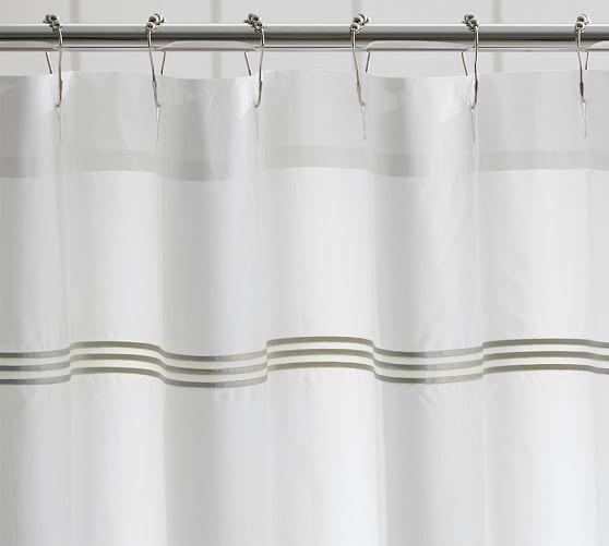 Grand Embroidered Organic Shower Curtain - Gray