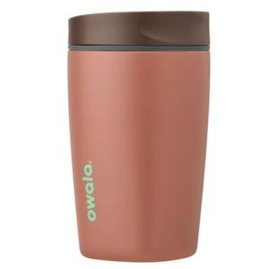 Owala SmoothSip Slider Insulated Stainless Steel Coffee Tumbler, Reusable Iced Coffee Cup, Hot Coffee Travel Mug, BPA Free 12 oz (Cozy Cocoa)