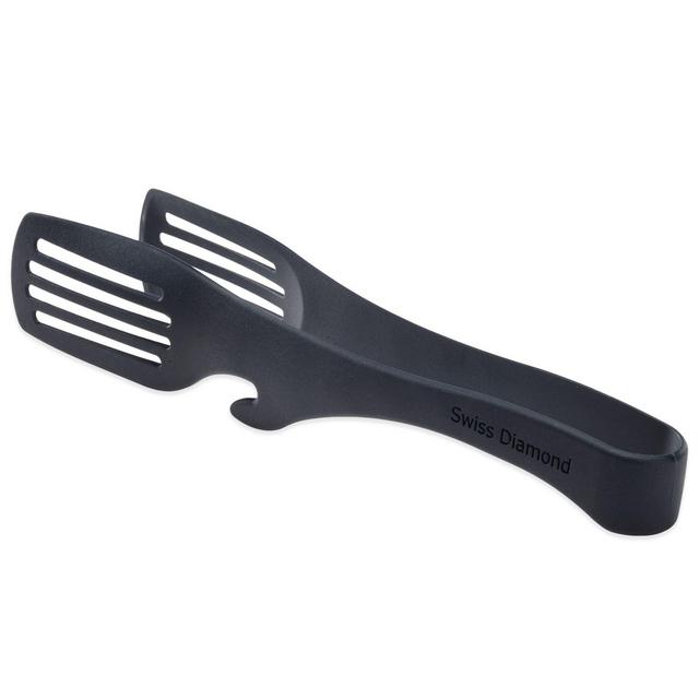 Swiss Diamond Silicone Tongs in Black