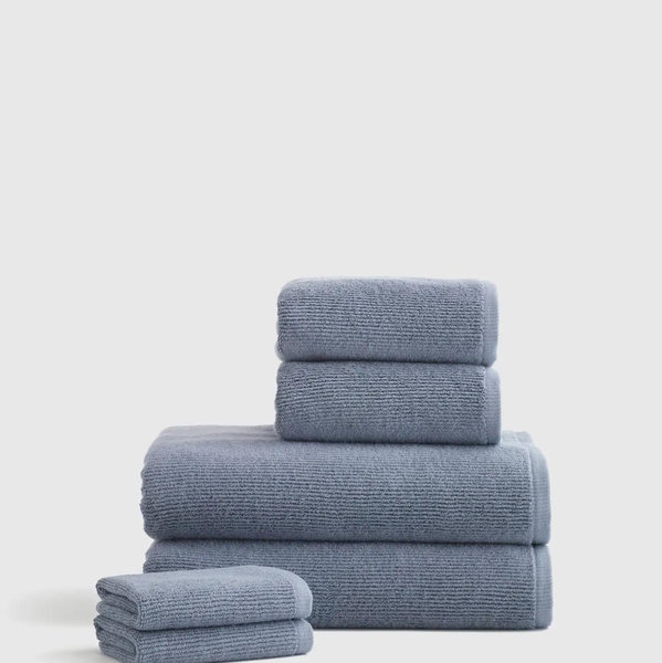 Turkish Ribbed Quick Dry Bath Towel Bundle - Mineral