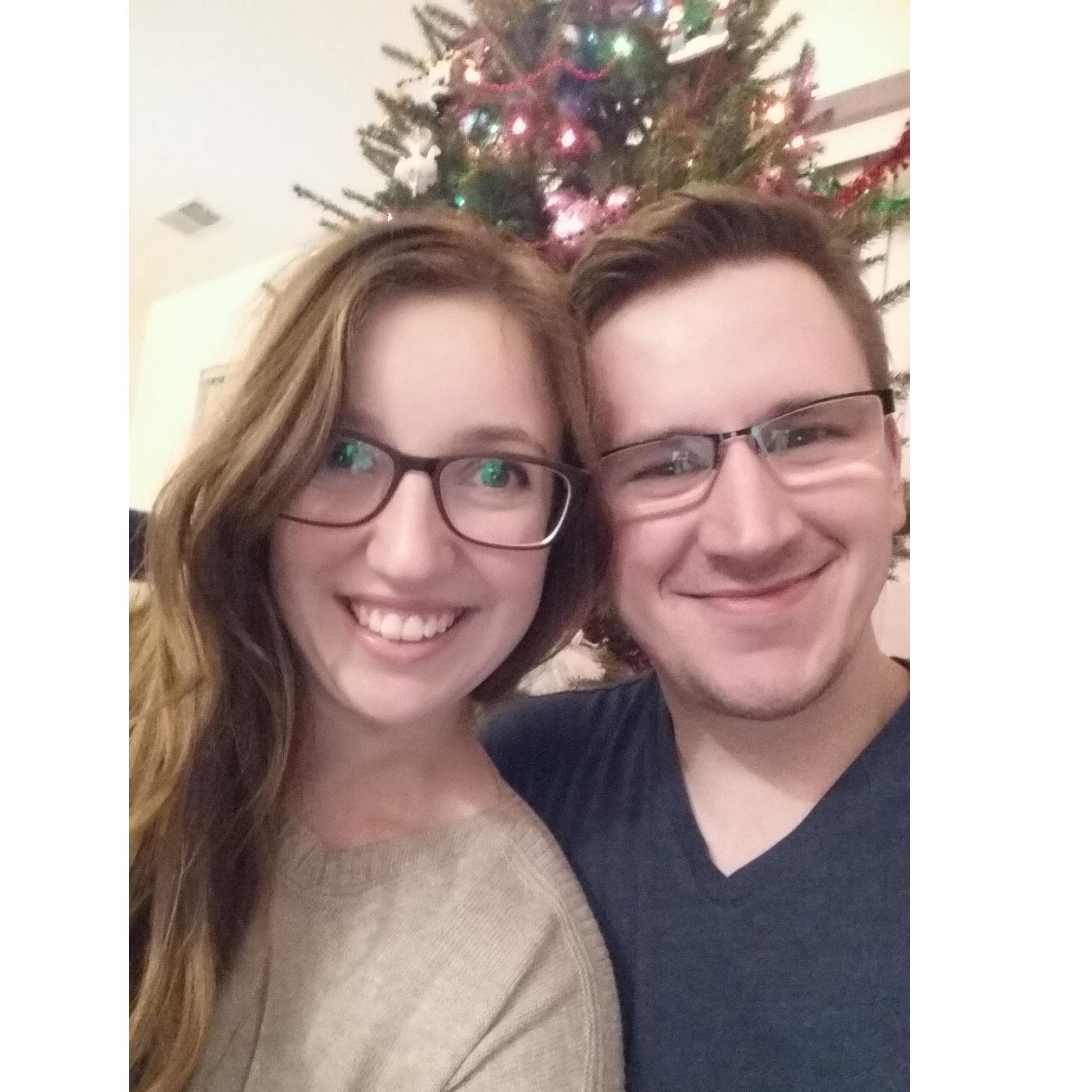 Our first Christmas tree together - it literally took blood, sweat and tears to put up, but it was well worth it!