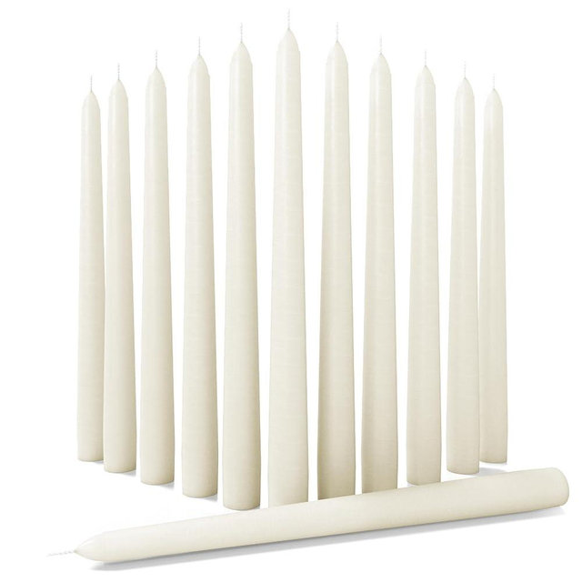 CANDWAX Ivory Taper Candles 12 inch Dripless - Set of 12 Tapered Candles Ideal as Dinner Candles - Smokeless and Unscented Taper Candles Long Burning - Hand Poured Tall Candlesticks