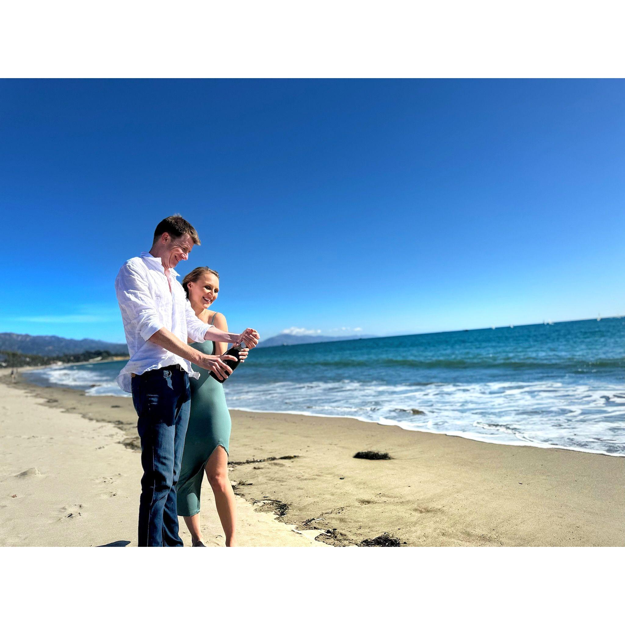 Contrary to popular belief, we do not love champagne. That's what makes it so great to pop on the beach the day after we got engaged