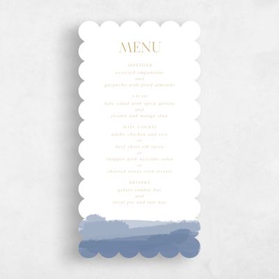 Blue Scalloped Wedding Menu - Saif