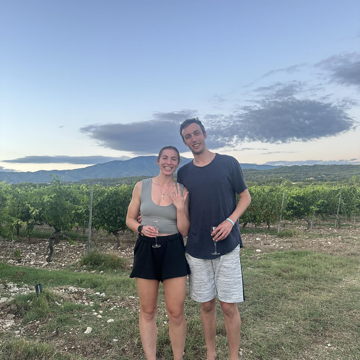 Engaged in Provence, France at a winery where we camped!!