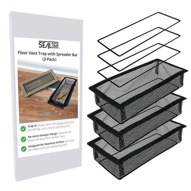 SEAL360 Floor Vent Screen Net, Air Vent Filter Mesh Catches Toys Snacks Pet Hair and Pet Food, Keeps Bugs Out, Patent Pending, 4”x10” (3-Pack)