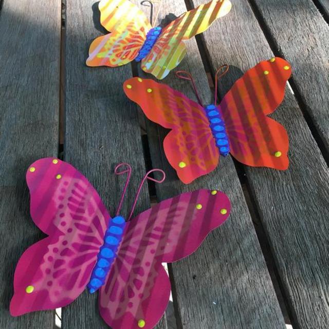 Set of 3 Butterfly Fence Art, Hanging -Fence Wall Decor-Yard art-Indoor or outdoor,Fence Butterfly,Privacy Fence,Patio Metal Art