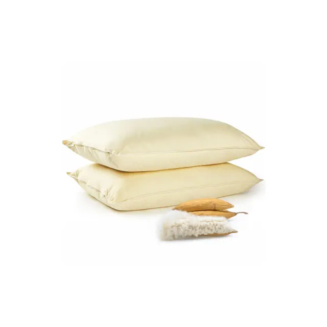 Cheer Collection Set of 2 Organic Kapok Bed Pillows with Breathable Cotton Shell - Yellow, Standard