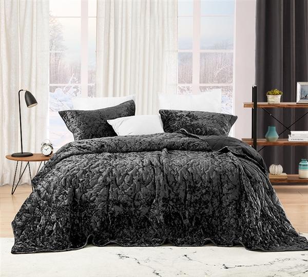 Bare Bottom Velvet Crush King Quilt - Pewter