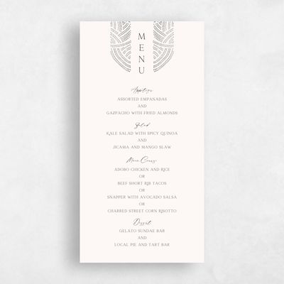 Grey Fall Wedding Menu - Belmont
