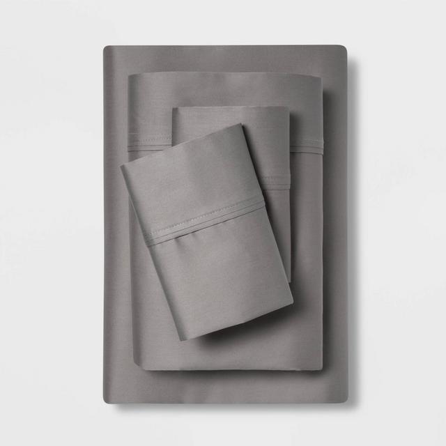 King 400 Thread Count Solid Performance Sheet Set Gray - Threshold™