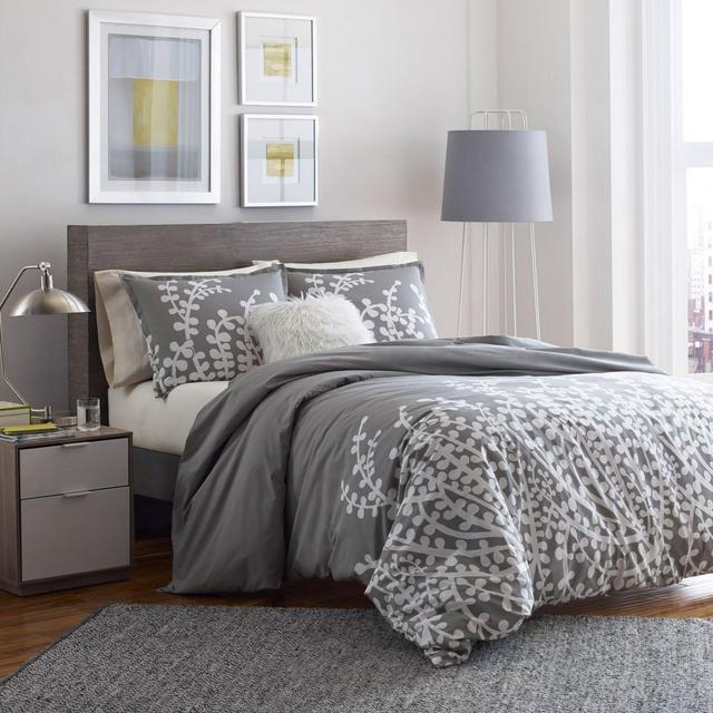 City Scene Branches 3-Piece King Comforter Set in Grey