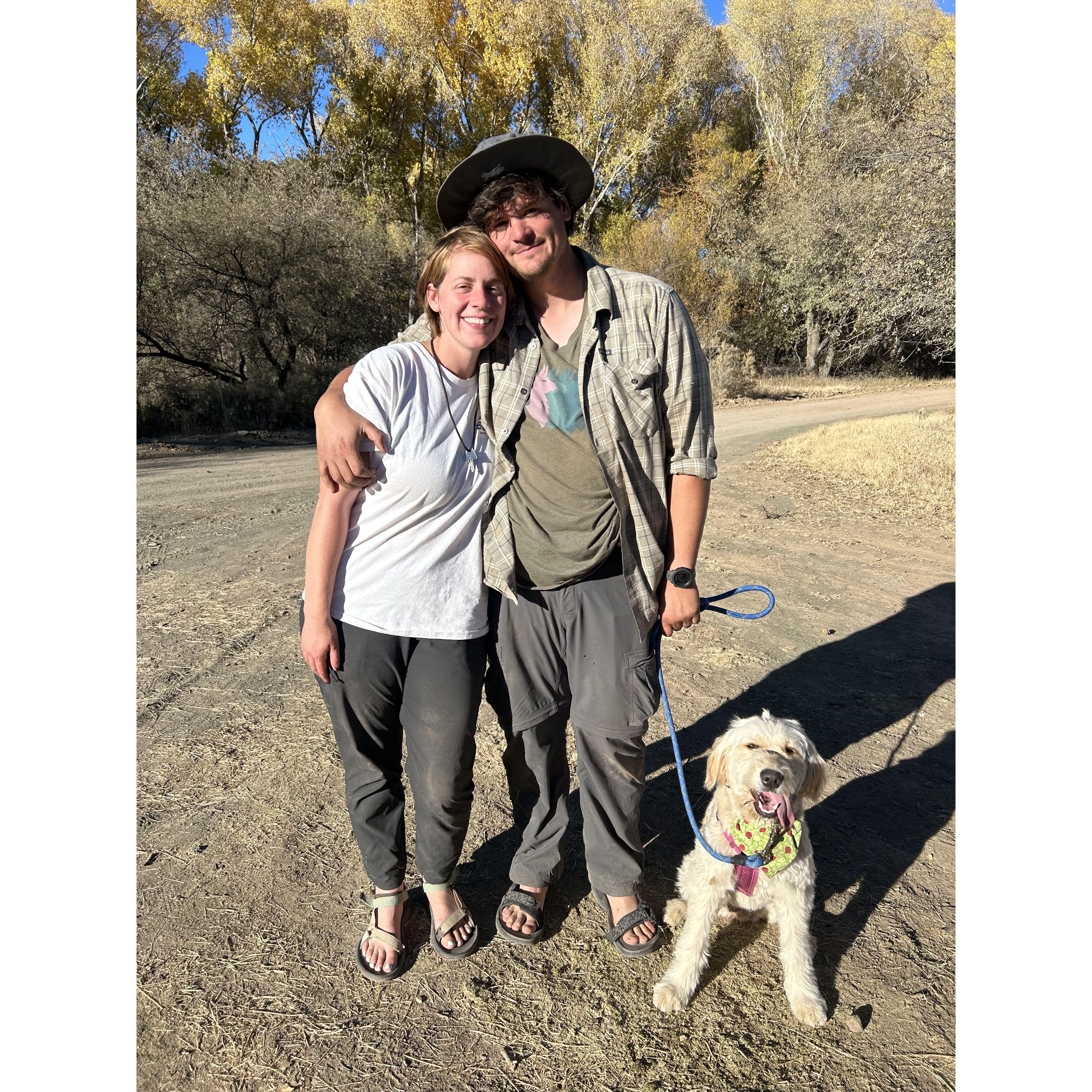 Justin coming off an 8 day backpacking rotation, while me and our dog Maya were doing a 3 day family camp rotation with Anasazi foundation.