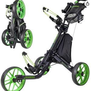 Golf Push Cart 3 Wheel : Golf Bag Cart Foldable with Phone Holder/Cup/Umbrella Holder Compact Golf Pull Carts Quick Fold Golf Caddy Push Carts with Large Wheelbase for Different Terrain