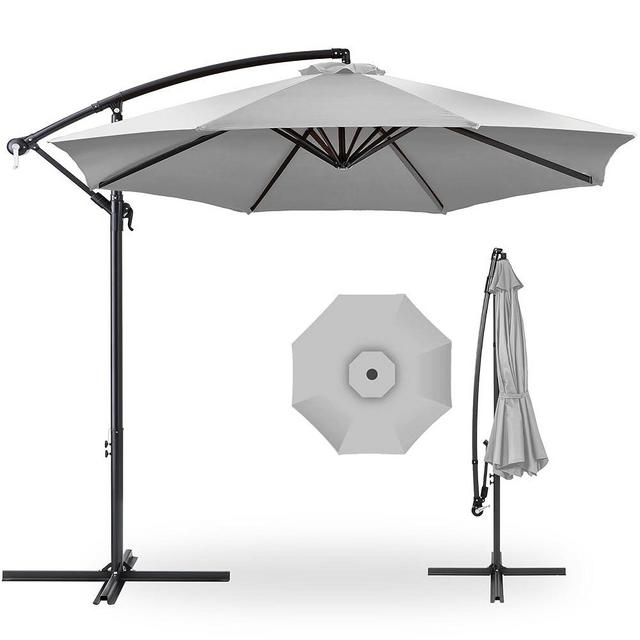 Best Choice Products 10ft Offset Hanging Market Patio Umbrella w/Easy Tilt Adjustment, Polyester Shade, 8 Ribs for Backyard, Poolside, Lawn and Garden