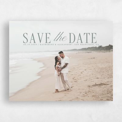 Deep Sage, Green Wedding Save the Date - Dove Landscape