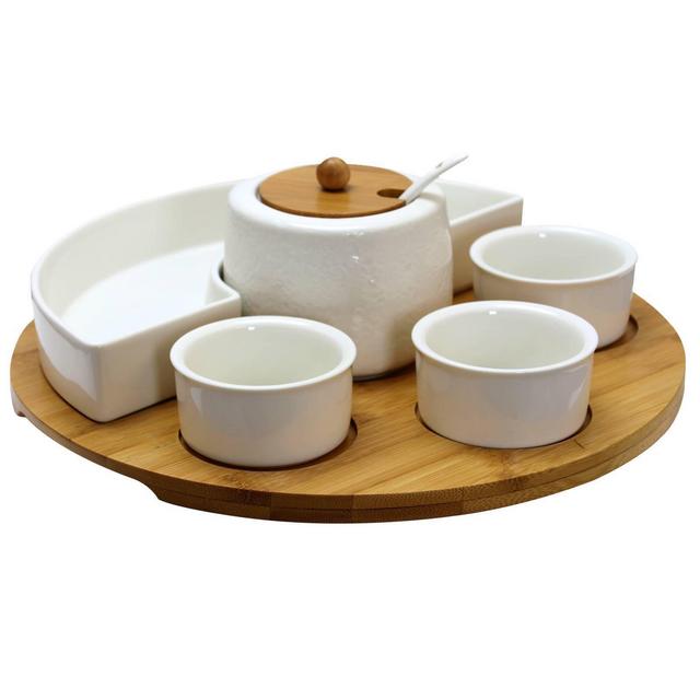 8pc Stoneware Party Serving Set White - Elama