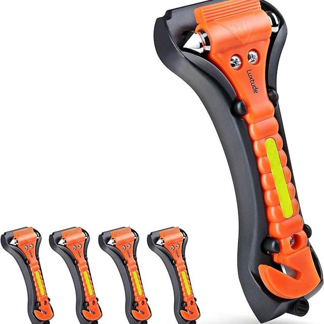 Luxtude Car Window Breaker, Glass Breaker, Window Breaker Seatbelt Cutter, Auto Car Escape Tool, 2-in-1 Emergency Glass Hammer, Window Punch Seatbelt Cutter, Life Rescue Tools Kit, 4 Packs