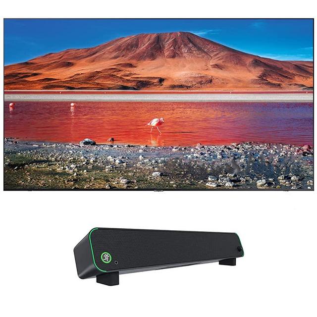 SAMSUNG 82-Inch Class Crystal UHD TU7000 Series- 4K UHD HDR Smart TV with Alexa Built -in with a Mackie CR-X Series, CR StealthBar Desktop PC Soundbar with Bluetooth (2020)