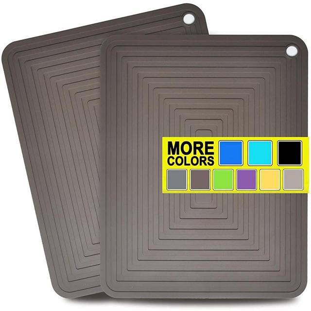 Silicon Trivet Mats for Dishes, Silicone Pot Holders heat resistant, Large Hot Pads for Kitchen Table - 12" x 9" Trivets for Pots and Pans Set of 2 (Coffee)