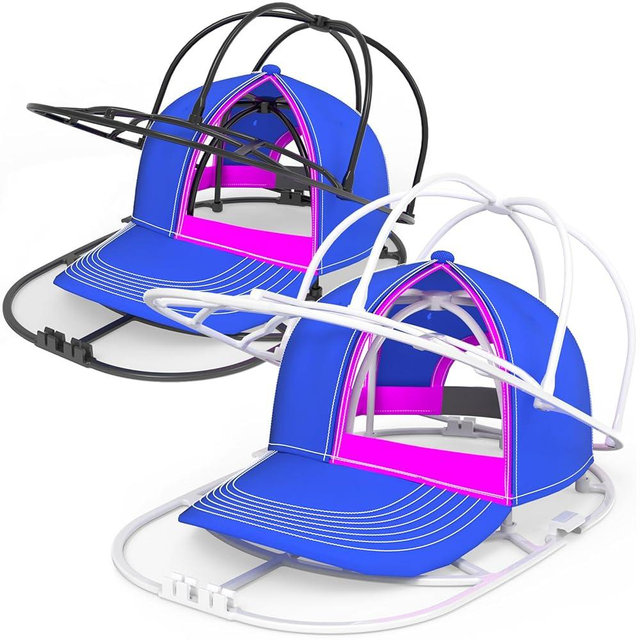 YEENOR Hat Washer Cage for Washing Machine - Baseball Cap Cleaner Rack, Ball Cap Washing, Dishwasher Safe, Perfect for Cleaning and Protecting Hats in Dishwasher (White/Black 2 Pack (Assembly))