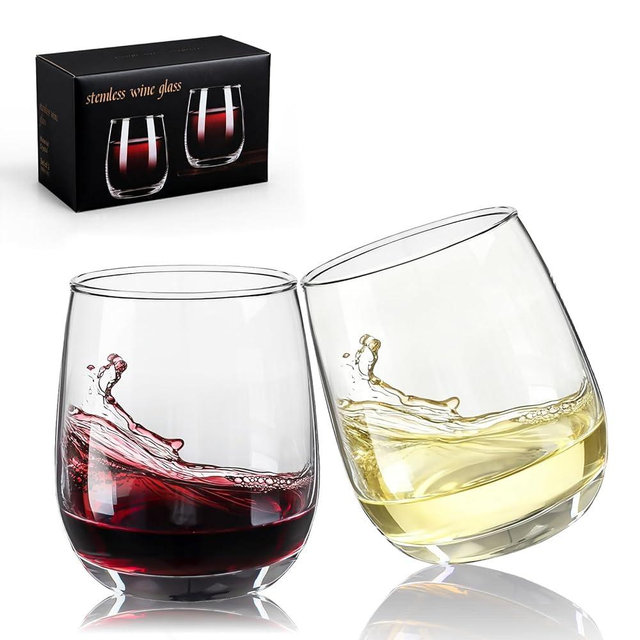 Ocean ice Stemless Wine Glasses, Red Wine Glasses Set of 2, Glasses 12 oz, Smooth Rim Wine Glass Set, Cute Wine Glasses Perfect for Wedding, Anniversary or Christmas Holiday Gifts
