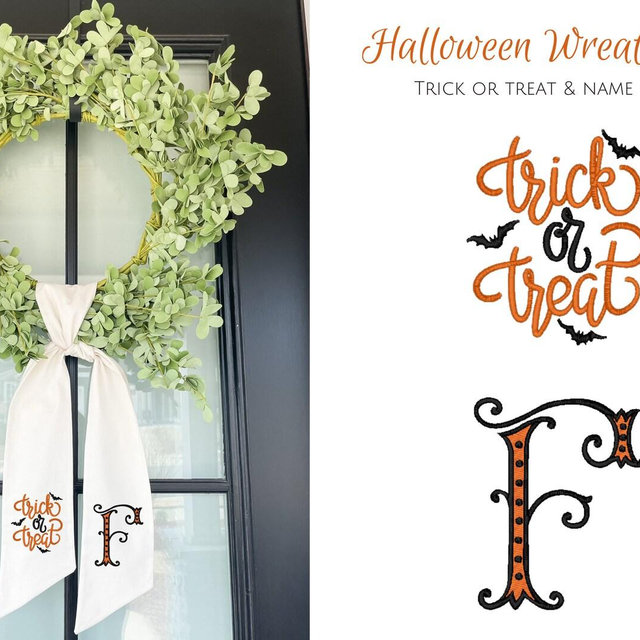 halloween wreath sash | custom embroidery