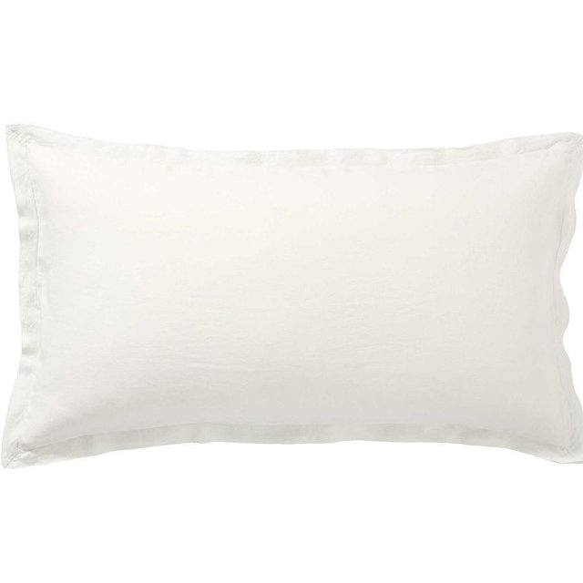 Classic Ivory Belgian Flax Linen Double Flange King Shams, Set of 2