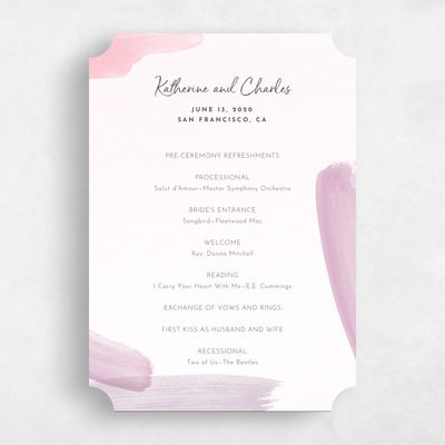 Pink Ticket Wedding Program - Riverside