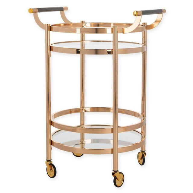 Safavieh Sienna 2-Tier Round Bar Cart in Gold