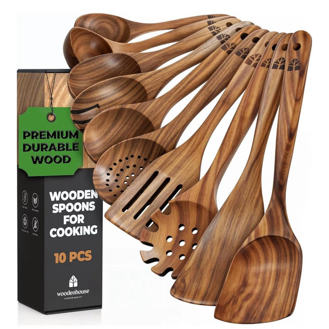 Wooden Spoons for Cooking – 10 Pcs